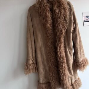 Fur Leather Long Coat